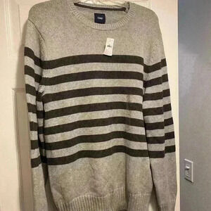 GAP Men’s Gray Striped Cotton Crewneck Pullover NEW Sweater M / L